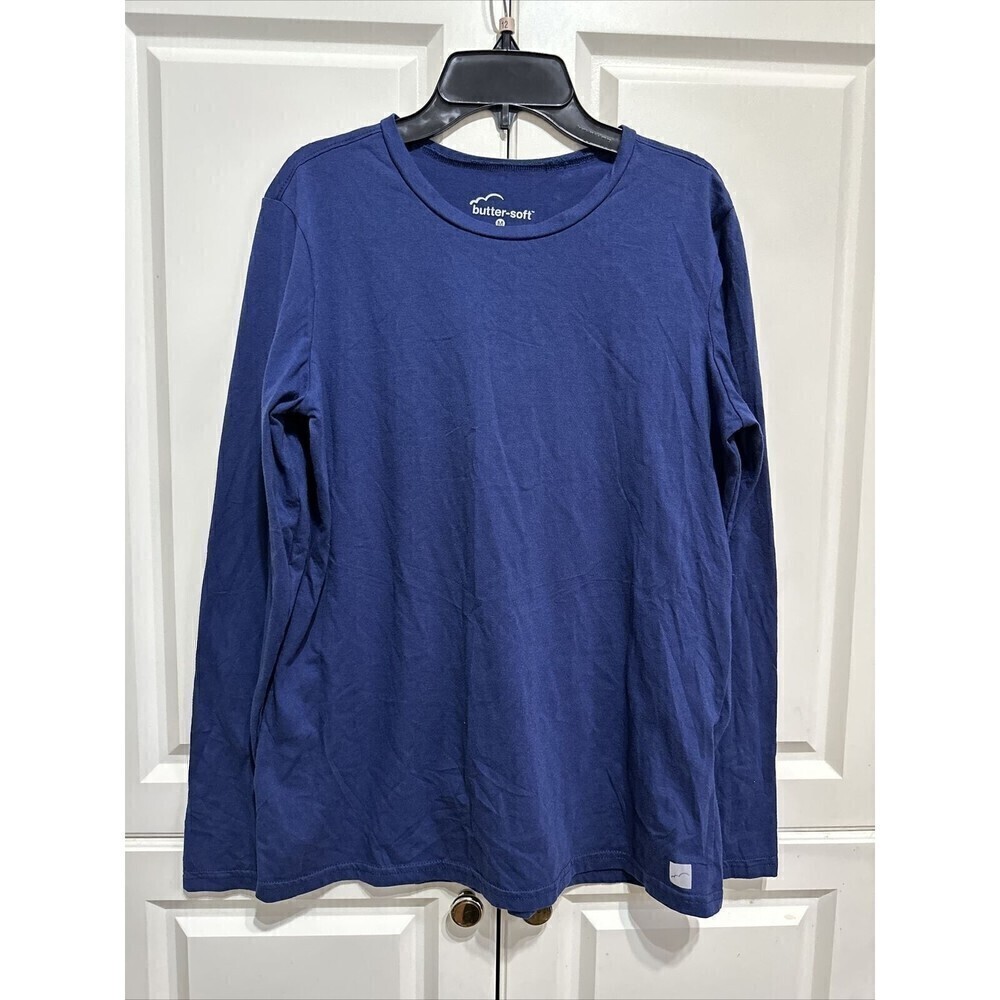 BUTTER SOFT Womens Pullover Tee Navy Top Long Sleeve